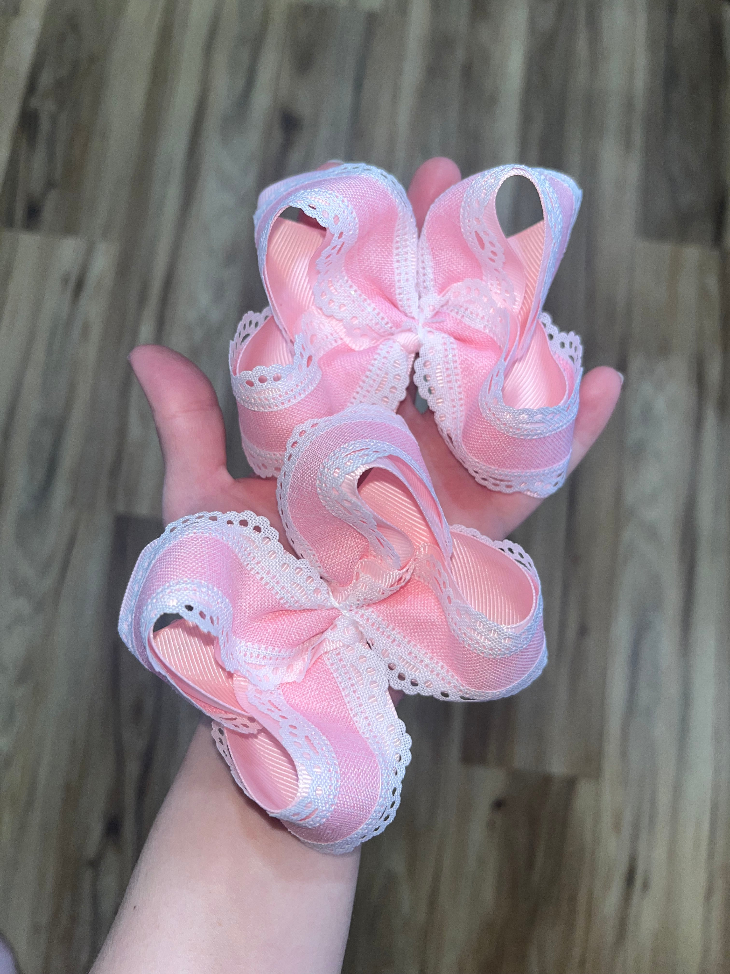 Pink and White Scalloped Piggies